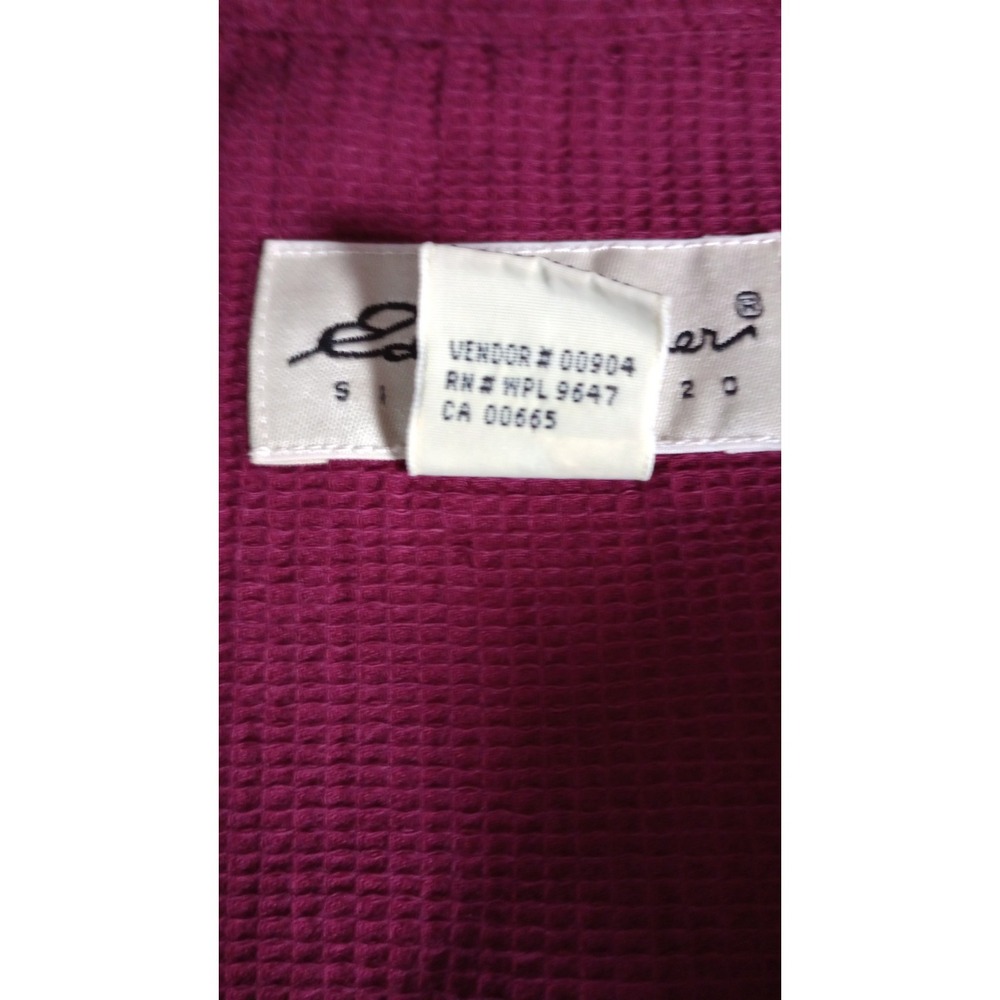 VTG Eddie Bauer Burgundy XXL Waffle Button Shirt L/S 100% Cotton Tall/Ultra Long - Picture 7 of 8